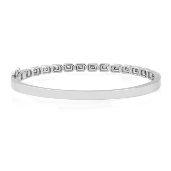 Rachel Koen Baguette Round Cut Diamond Bangle 14K White Gold 0.86Cttw - Picture 5 of 7